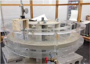 Experimental flume with simulated bedrock